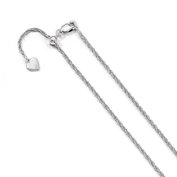1.5mm Sterling Silver Adjustable Loose Rope Chain Necklace, 30 Inch